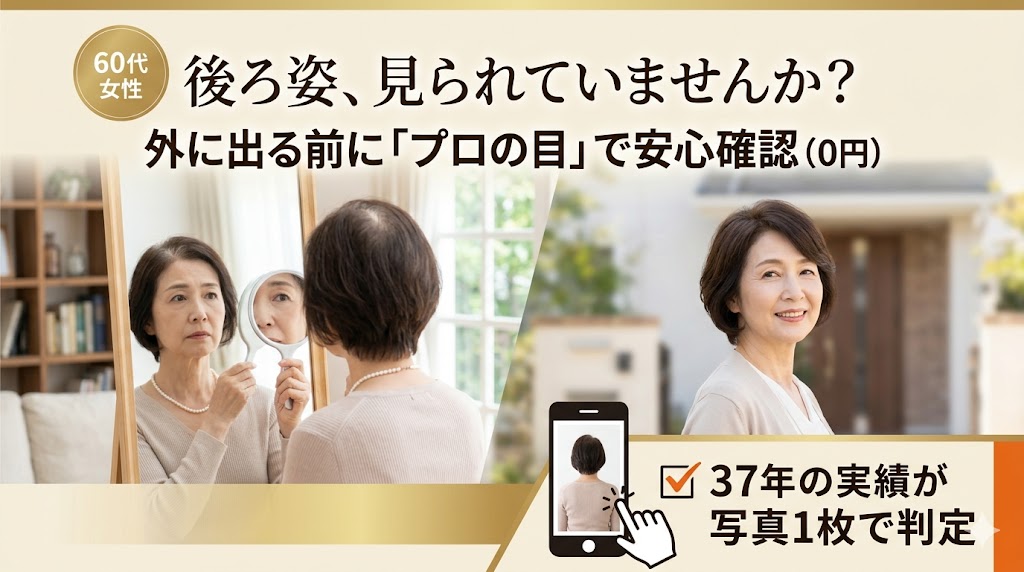 60代女性のつむじ・後ろ姿チェック｜60代女性の髪の不安「今の見え方」をプロが回答（費用0円）