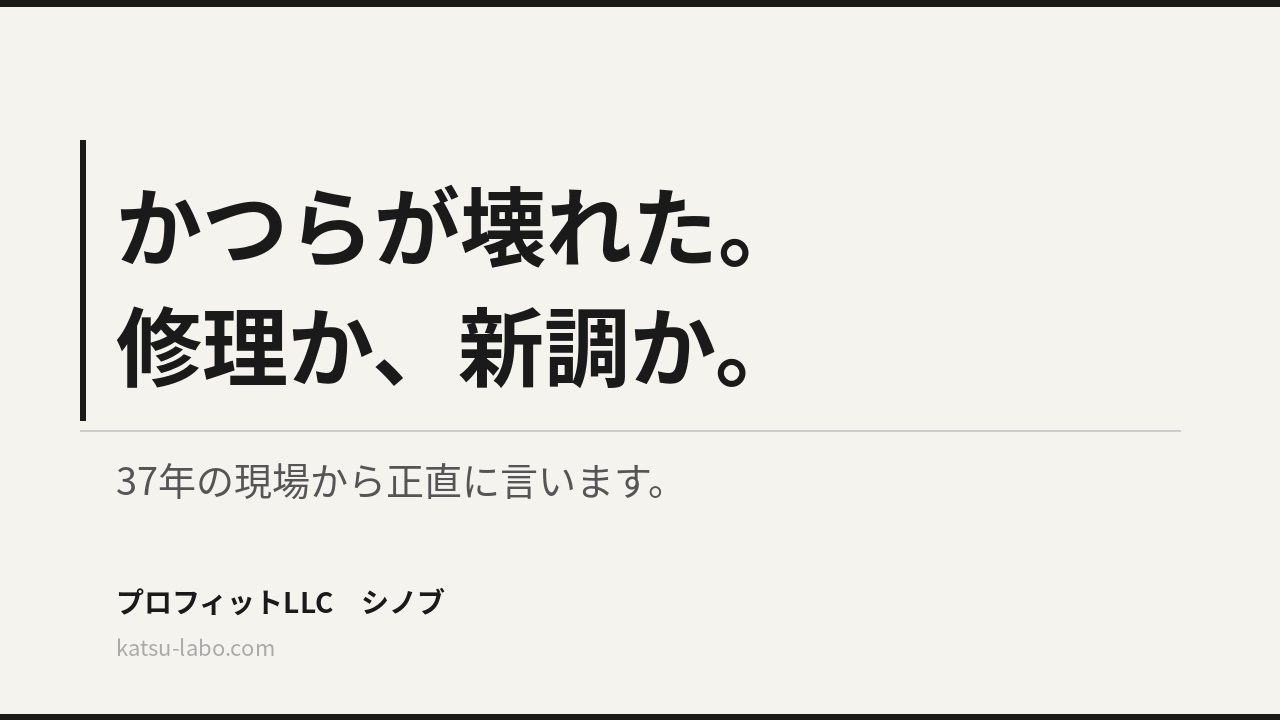 「かつらが壊れた。修理か、新調か。37年の現場から正直に言います。」